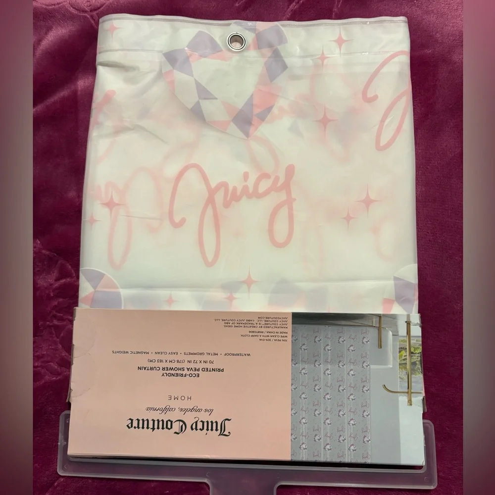 Juicy Couture Pink and White Diamond Pattern Curtain